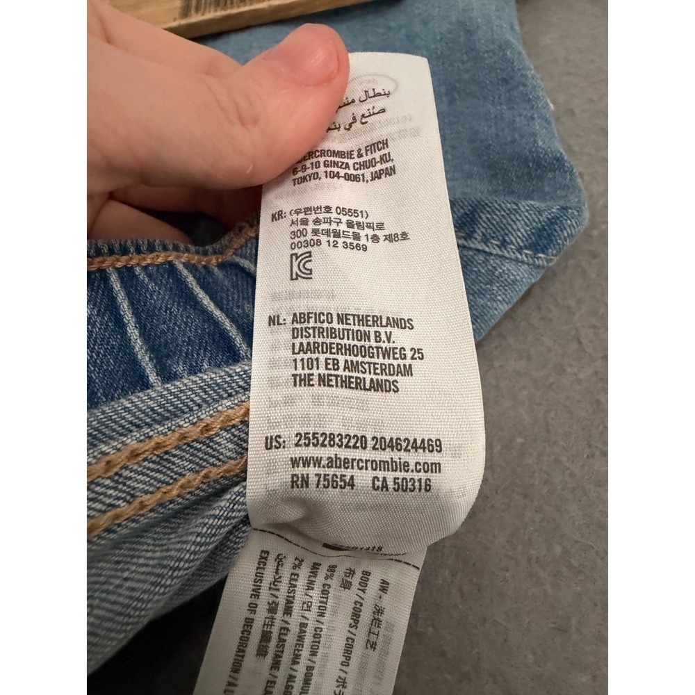 Abercrombie Kids High Rise Straight Jeans Girls 9/10 Light Wash Denim Pull On - Picture 16 of 16
